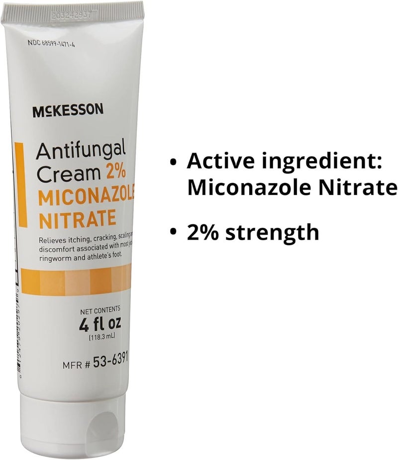 McKesson Antifungal Cream, 2% Miconazole Nitrate - Relieves Itching, Burning, Cracking from Jock Itch, Ringworm and Athlete Foot - 4 oz., 1 Count - Image 5